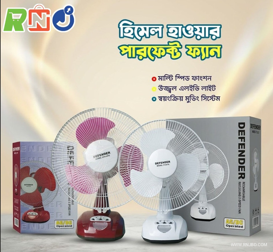 Defender KN-2912 Rechargeable Fan AC/DC with LED Multi-Function 12" White